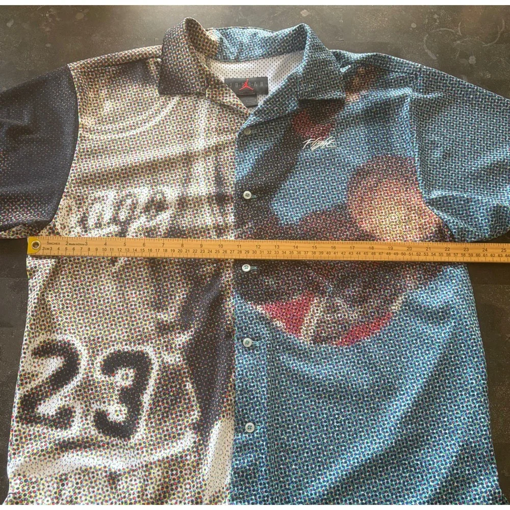 Jordan Flight Air Tour Cruising Altitude Mesh Button Down Shirt Mens Medium M 23